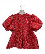 MAISON SPECIALメゾンスペシャル）の古着「Sheer Flower Jacquard Blouse」｜レッド