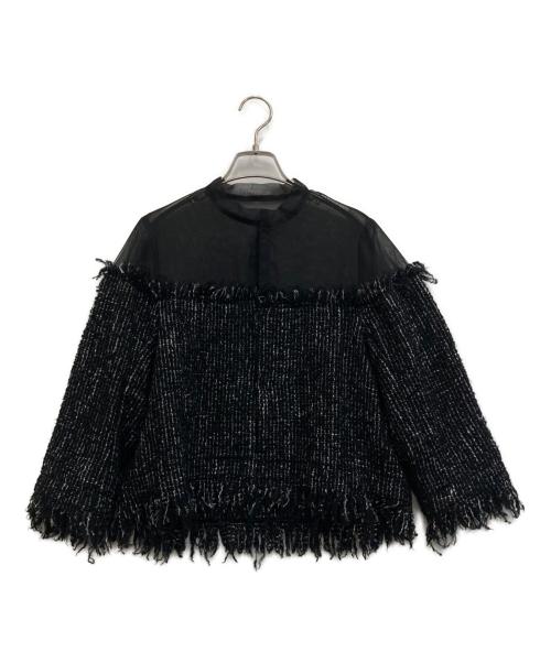 sacai（サカイ）sacai (サカイ) ツイード切替ジャケット ブラック サイズ:1の古着・服飾アイテム