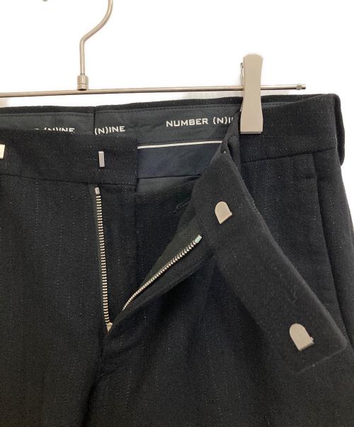 NUMBER (N)INE（ナンバーナイン）NUMBER (N)INE (ナンバーナイン) カシミヤ混ストライプパンツ ブラック サイズ:2の古着・服飾アイテム