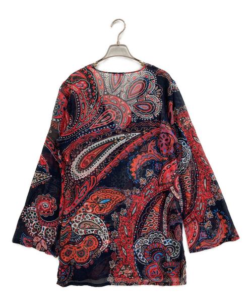 LEONARD PARIS（レオナール パリ）LEONARD PARIS (レオナール パリ) ペイズリー柄シアーブラウス ブラック×レッド サイズ:Ｌの古着・服飾アイテム