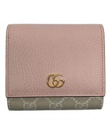 GUCCI（グッチ）の古着「ダブルG バイカラー ミディアム ウォレット」｜ピンク