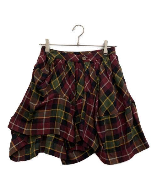 Vivienne Westwood RED LABEL（ヴィヴィアンウエストウッドレッドレーベル）Vivienne Westwood RED LABEL (ヴィヴィアンウエストウッドレッドレーベル) チェックミニスカート ボルドー サイズ:2の古着・服飾アイテム