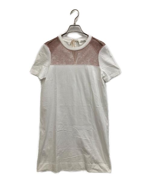 MIU MIU（ミュウミュウ）MIU MIU (ミュウミュウ) レース切替ワンピース ホワイト サイズ:Mの古着・服飾アイテム