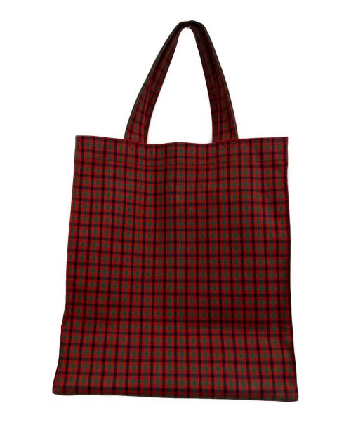familiar（ファミリア）familiar (ファミリア) チェック柄トートバッグ レッドの古着・服飾アイテム