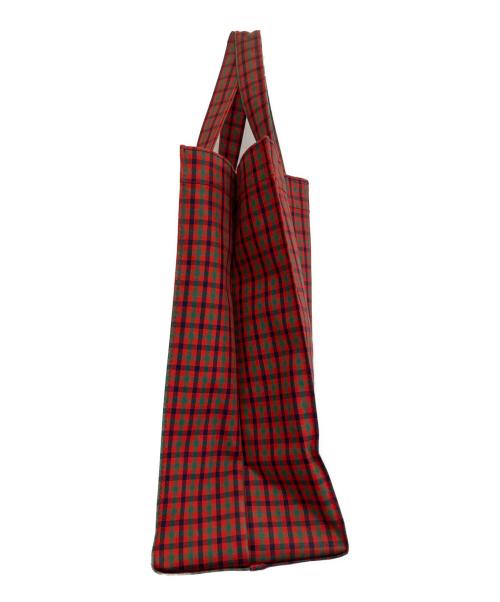 familiar（ファミリア）familiar (ファミリア) チェック柄トートバッグ レッドの古着・服飾アイテム