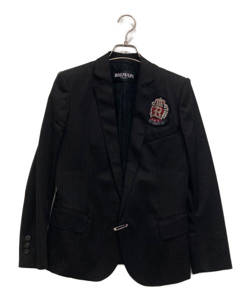 BALMAIN（バルマン）BALMAIN (バルマン) エンブレムテーラードジャケット ブラウン サイズ:36の古着・服飾アイテム