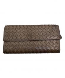 BOTTEGA VENETA（ボッテガベネタ）の古着「イントレチャート長財布」｜ブラウン