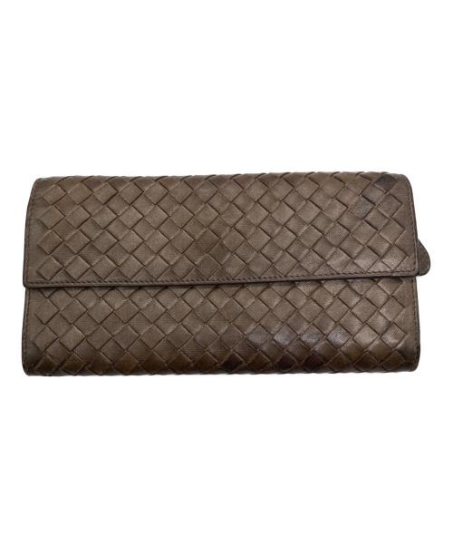 BOTTEGA VENETA（ボッテガベネタ）BOTTEGA VENETA (ボッテガベネタ) イントレチャート長財布 ブラウンの古着・服飾アイテム