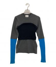 OMMO（オーエムエムオー）の古着「BUSTIER LAYERED BLOCKING KNIT」｜グレー