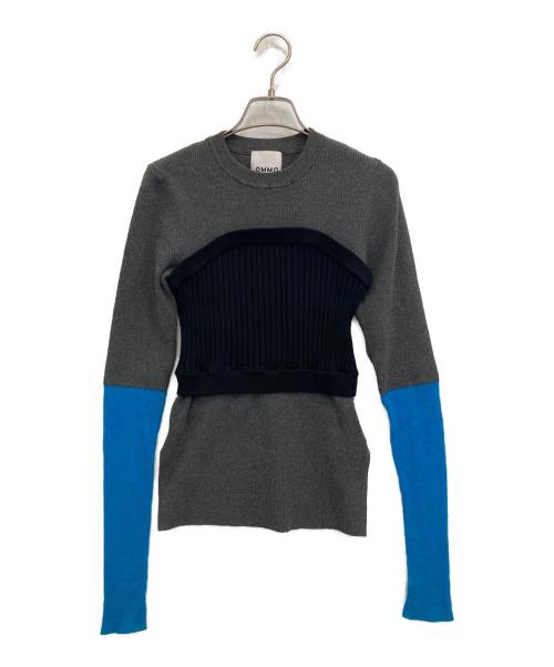 OMMO（オーエムエムオー）OMMO (オーエムエムオー) BUSTIER LAYERED BLOCKING KNIT グレー サイズ:FREEの古着・服飾アイテム