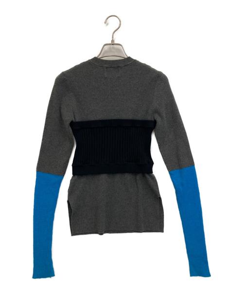 OMMO（オーエムエムオー）OMMO (オーエムエムオー) BUSTIER LAYERED BLOCKING KNIT グレー サイズ:FREEの古着・服飾アイテム