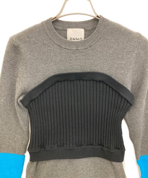 OMMO（オーエムエムオー）OMMO (オーエムエムオー) BUSTIER LAYERED BLOCKING KNIT グレー サイズ:FREEの古着・服飾アイテム