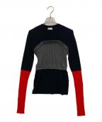 OMMOオーエムエムオー）の古着「BUSTIER LAYERED BLOCKING KNIT」｜ブラック
