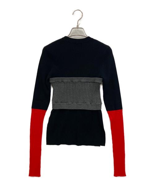 OMMO（オーエムエムオー）OMMO (オーエムエムオー) BUSTIER LAYERED BLOCKING KNIT ブラック サイズ:FREEの古着・服飾アイテム