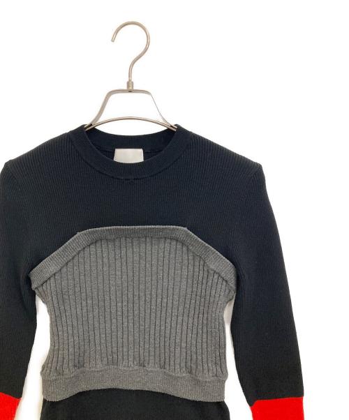 OMMO（オーエムエムオー）OMMO (オーエムエムオー) BUSTIER LAYERED BLOCKING KNIT ブラック サイズ:FREEの古着・服飾アイテム
