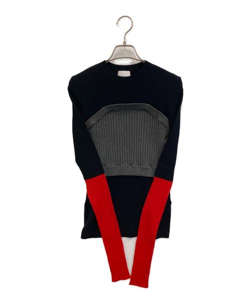 OMMO（オーエムエムオー）OMMO (オーエムエムオー) BUSTIER LAYERED BLOCKING KNIT ブラック サイズ:FREEの古着・服飾アイテム