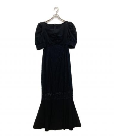 【美品】eimy istoire ツートーンレトロワンピース M 黒 中古・古着通販】eimy istoire (エイミーイストワール) ハートネック