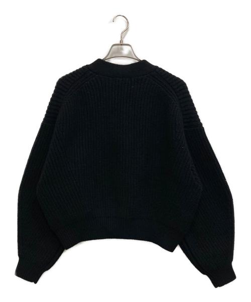 SACRA（サクラ）SACRA (サクラ) BOILED LAMBWOOL FURROW CARDIGAN ブラック サイズ:38の古着・服飾アイテム