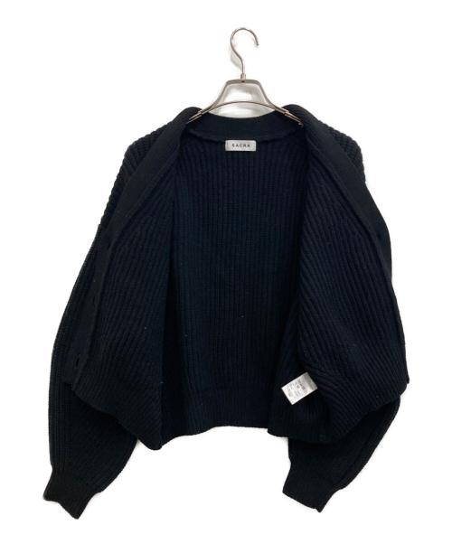 SACRA（サクラ）SACRA (サクラ) BOILED LAMBWOOL FURROW CARDIGAN ブラック サイズ:38の古着・服飾アイテム