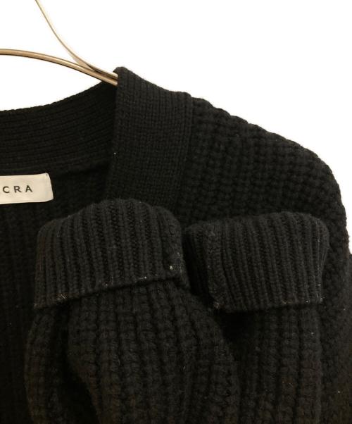 SACRA（サクラ）SACRA (サクラ) BOILED LAMBWOOL FURROW CARDIGAN ブラック サイズ:38の古着・服飾アイテム