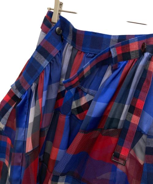 sacai（サカイ）sacai (サカイ) チェック柄スカート レッド×ブルーの古着・服飾アイテム