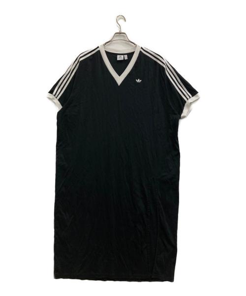 adidas（アディダス）adidas (アディダス) オーバーサイズ Vネックワンピース ブラック サイズ:Ｌの古着・服飾アイテム