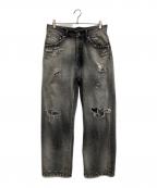 ANCELLMアンセルム）の古着「加工デニムパンツ Ex．DAMAGE DENIM STRAIGHT 5P PANTS」｜グレー