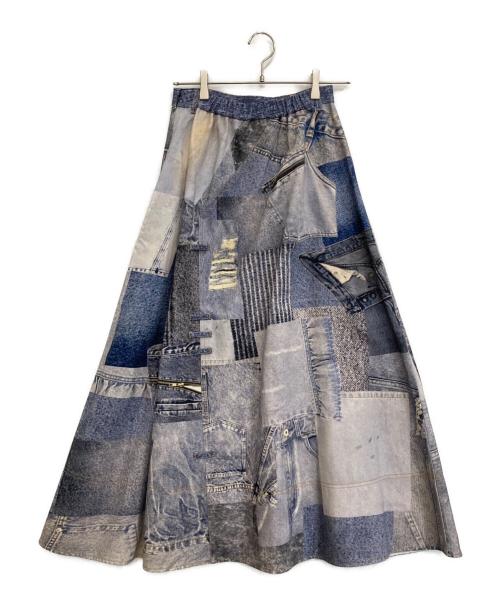 Ameri（アメリ）Ameri (アメリ) DENIM PATCHWORK PRINT SKIRT インディゴ サイズ:Mの古着・服飾アイテム