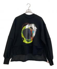 OMMO（オーエムエムオー）の古着「CIRCLE PAINT SWEAT TOP」｜ブラック
