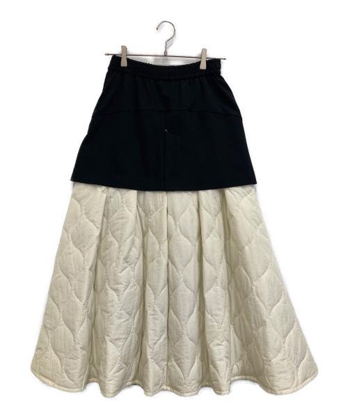 OMMO（オーエムエムオー）OMMO (オーエムエムオー) MIX FABRIC FLARE SK ブラック サイズ:38の古着・服飾アイテム