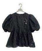 MAISON SPECIALメゾンスペシャル）の古着「Sheer Flower Jacquard Blouse」｜ブラック