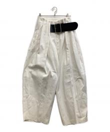 PRANK PROJECT（プランクプロジェクト）の古着「High-Waist Belted Tuck Pants」｜ホワイト