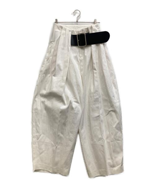 PRANK PROJECT（プランクプロジェクト）PRANK PROJECT (プランクプロジェクト) High-Waist Belted Tuck Pants ホワイト サイズ:38の古着・服飾アイテム