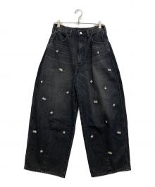MAISON SPECIAL×Wrangler（メゾンスペシャル×ラングラー）の古着「Collaboration Flower Embroidery Denim Pants」｜ブラック
