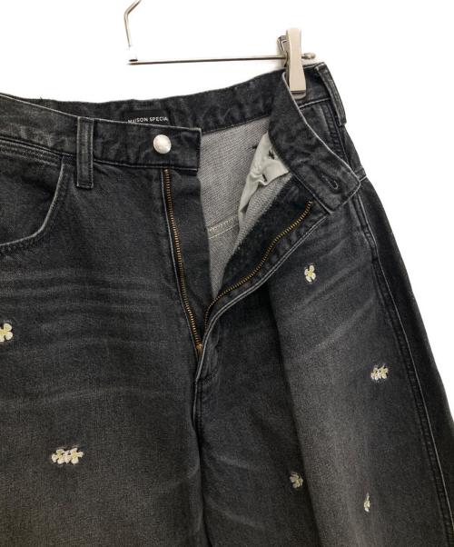 MAISON SPECIAL（メゾンスペシャル）MAISON SPECIAL (メゾンスペシャル) Wrangler (ラングラー) Collaboration Flower Embroidery Denim Pants ブラック サイズ:38の古着・服飾アイテム