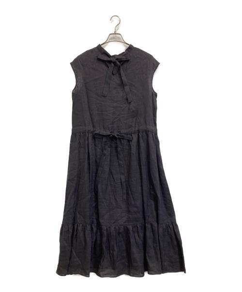 Rose Tiara（ローズティアラ）Rose Tiara (ローズティアラ) リネンノースリーブワンピース パープル サイズ:42の古着・服飾アイテム
