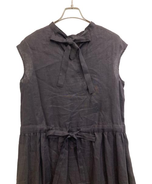 Rose Tiara（ローズティアラ）Rose Tiara (ローズティアラ) リネンノースリーブワンピース パープル サイズ:42の古着・服飾アイテム