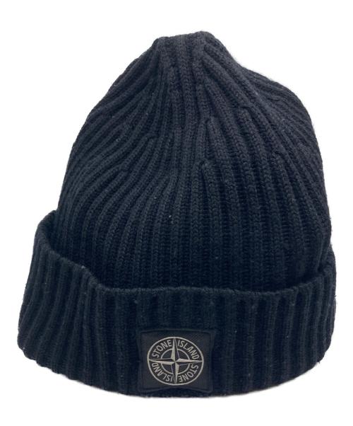 STONE ISLAND（ストーンアイランド）STONE ISLAND (ストーンアイランド) FULL RIB RWS WOOL ニット帽 ブラックの古着・服飾アイテム