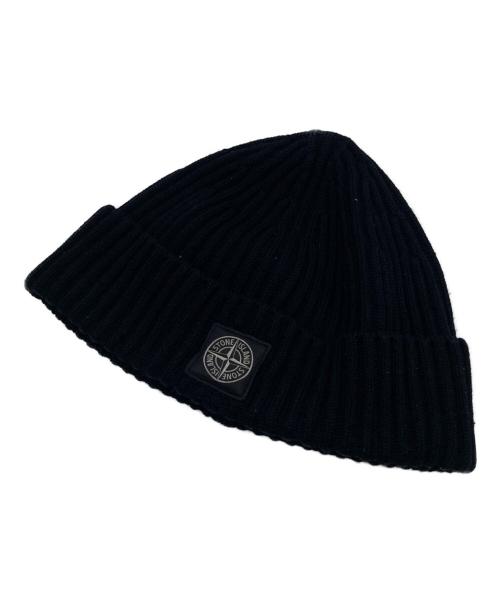 STONE ISLAND（ストーンアイランド）STONE ISLAND (ストーンアイランド) FULL RIB RWS WOOL ニット帽 ブラックの古着・服飾アイテム