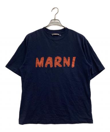 【9/12まで出品】Marni プリントシャツ 中古・古着通販】MARNI (マルニ) ロゴプリントTシャツ ネイビー サイズ