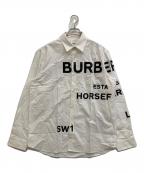 BURBERRY LONDONバーバリーロンドン）の古着「ホースフェリー プリント長袖シャツ」｜ホワイト