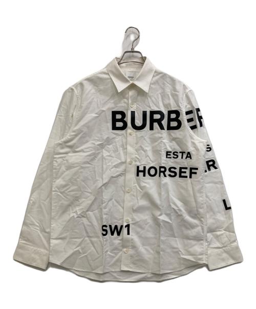 BURBERRY LONDON（バーバリーロンドン）BURBERRY LONDON (バーバリーロンドン) ホースフェリー プリント長袖シャツ ホワイト サイズ:Mの古着・服飾アイテム