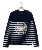 BALMAINバルマン）の古着「メダリオンロゴ長袖カットソー」｜ネイビー