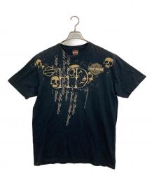 HARLEY-DAVIDSON（ハーレーダビッドソン）の古着「スカルプリントTシャツ」｜ブラック