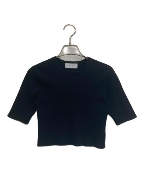 emmi（エミ）emmi (エミ) クロップド5分袖ニットトップス ブラック サイズ:SIZE ONEの古着・服飾アイテム