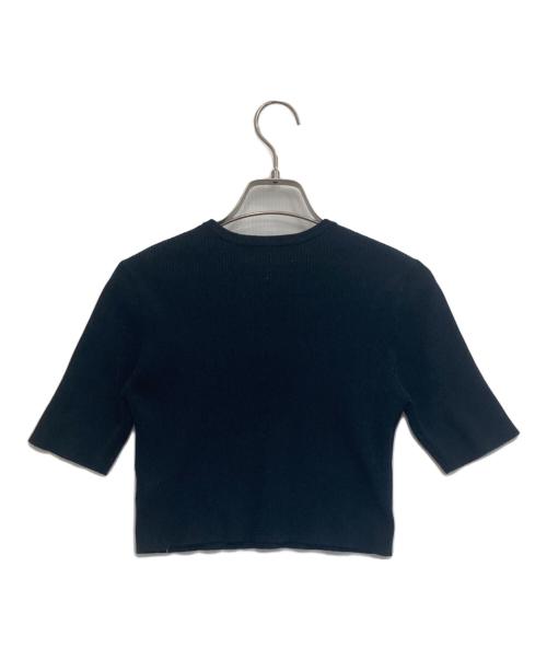 emmi（エミ）emmi (エミ) クロップド5分袖ニットトップス ブラック サイズ:SIZE ONEの古着・服飾アイテム