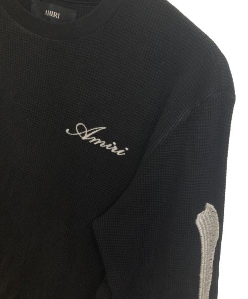 AMIRI（アミリ）AMIRI (アミリ) 刺繍ワッフルコットンカットソー ブラック サイズ:XSの古着・服飾アイテム