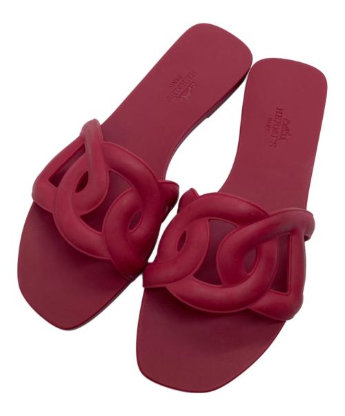 HERMES（エルメス）HERMES (エルメス) ALOHA CHAINE DANCRE FLAT SANDAL レッド サイズ:35の古着・服飾アイテム
