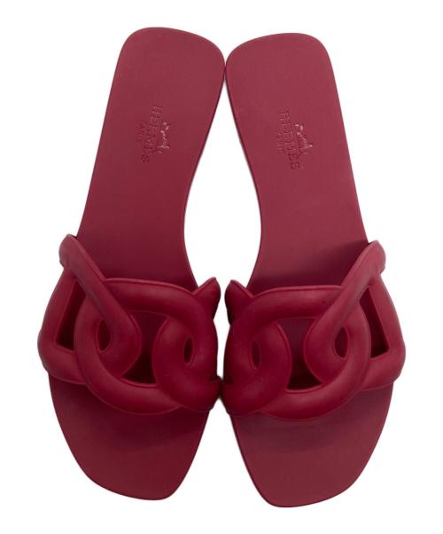 HERMES（エルメス）HERMES (エルメス) ALOHA CHAINE DANCRE FLAT SANDAL レッド サイズ:35の古着・服飾アイテム