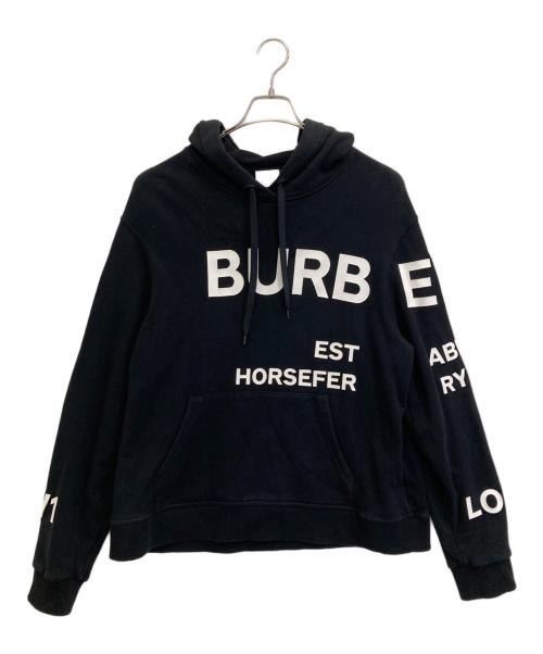 BURBERRY（バーバリー）BURBERRY (バーバリー) ホースフェリープリントフーディ ブラック サイズ:Ｌの古着・服飾アイテム